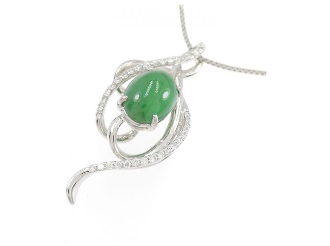 Autre Marque Collana in giada e diamanti in platino Verde - vista 3