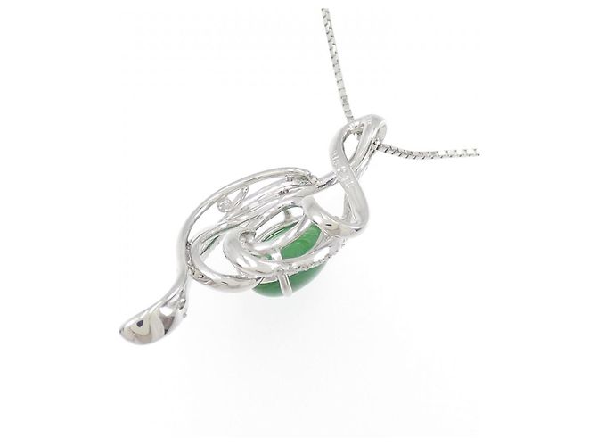 Autre Marque Collana in giada e diamanti in platino Verde - vista 4