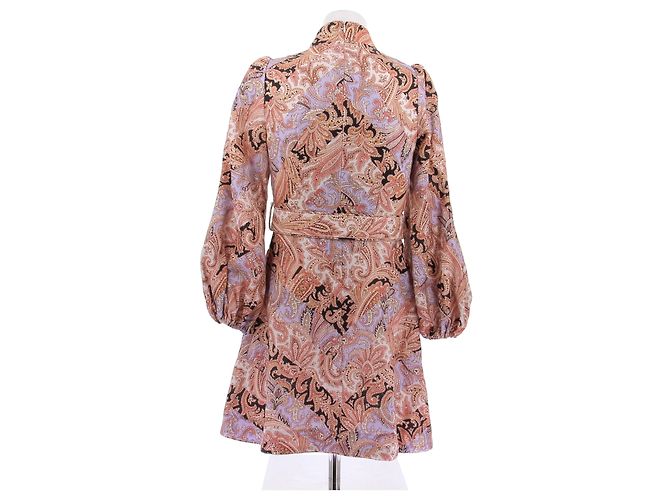 Zimmermann Vestido Botanica Chevron Rosa - vista 2