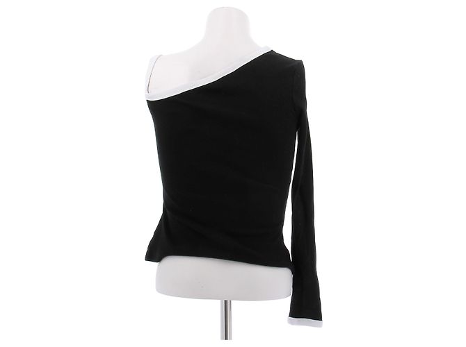 Top asimétrico negro de algodón Courreges - vista 2
