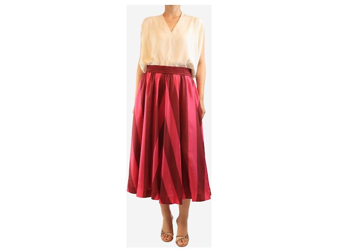 Zimmermann Midi-Rock aus Seide mit Chevron-Print in Rosa und Burgund - Größe UK 12 Pink - Ansicht 2