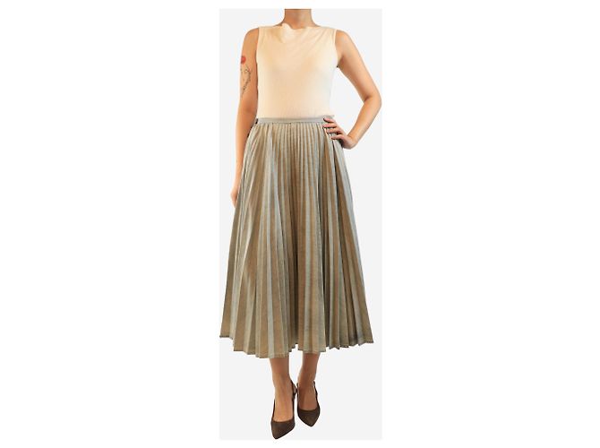 Dior Falda midi plisada en denim azul lavado - talla UK 14 - vista 2