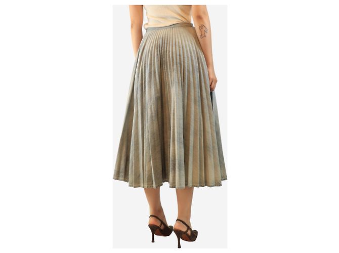 Dior Falda midi plisada en denim azul lavado - talla UK 14 - vista 3