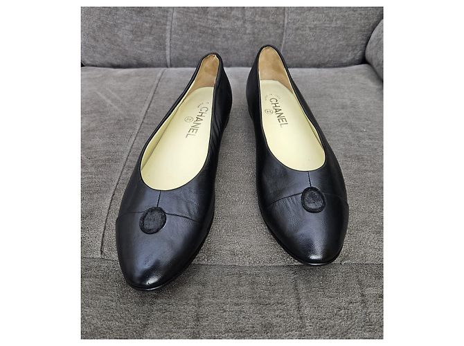 Chanel Bailarinas de cuero negro - vista 2