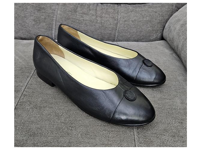 Chanel Bailarinas de cuero negro - vista 4