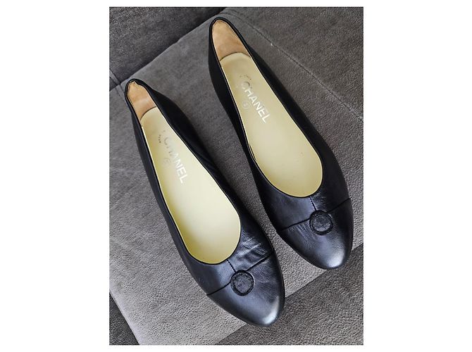 Chanel Bailarinas de cuero negro - vista 7