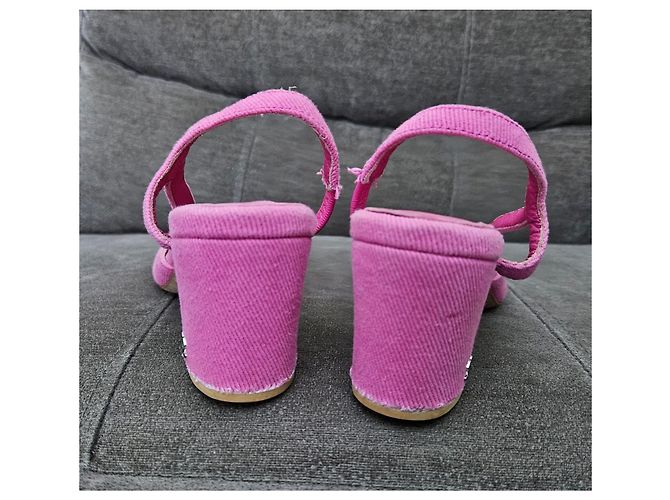 Chanel Décolleté slingback in velluto a coste rosa - vista 10