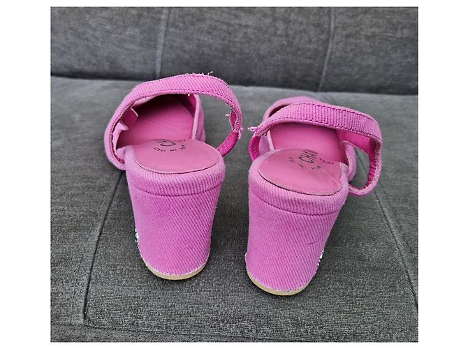 Chanel Décolleté slingback in velluto a coste rosa - vista 9