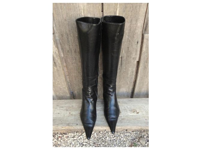 Autre Marque Botas altas Parcours de cuero negro - vista 4