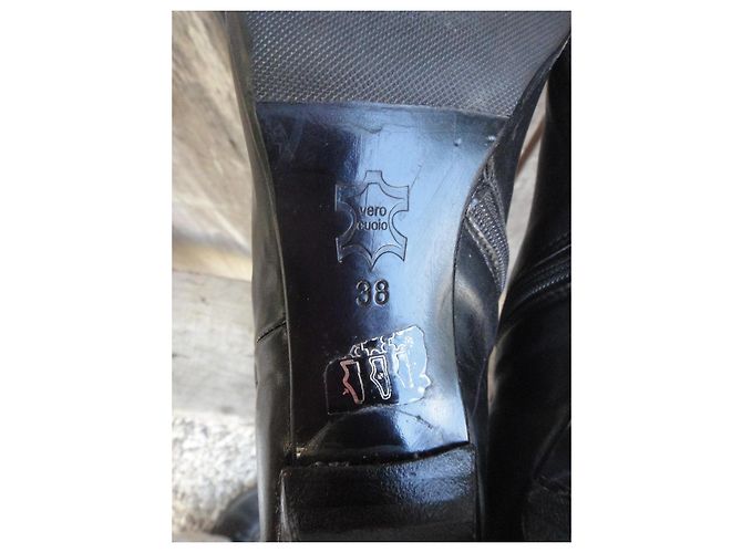 Autre Marque Botas altas Parcours de cuero negro - vista 9