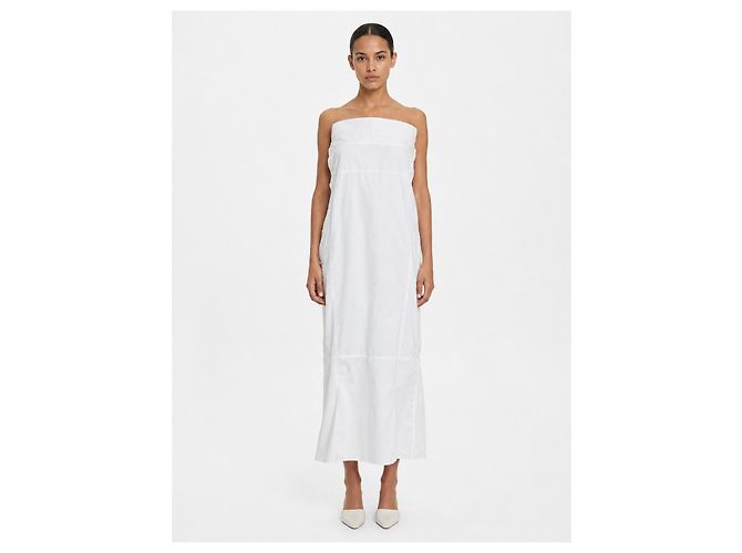 Autre Marque Hodakova Vestido maxi palabra de honor de algodón blanco desconstruido - vista 6