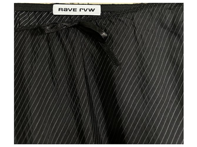 Autre Marque Rave Review Gonna midi a righe sottili nere e pizzo Nero - vista 5