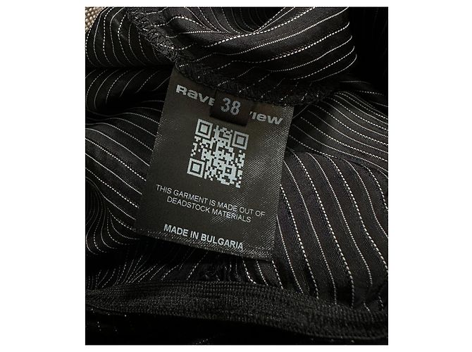 Autre Marque Rave Review Gonna midi a righe sottili nere e pizzo Nero - vista 6