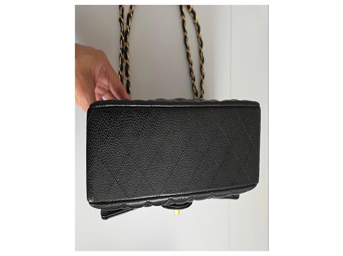 Timeless Chanel Classic Flap Medium Borsa Pelle Caviar Nera Nero - vista 12