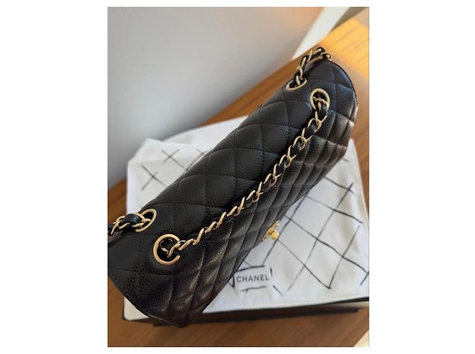 Timeless Chanel Classic Flap Medium Borsa Pelle Caviar Nera Nero - vista 13
