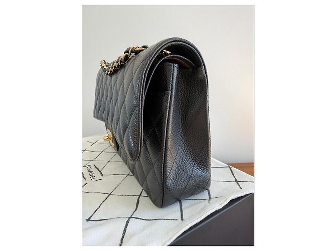 Timeless Chanel Classic Flap Medium Borsa Pelle Caviar Nera Nero - vista 14