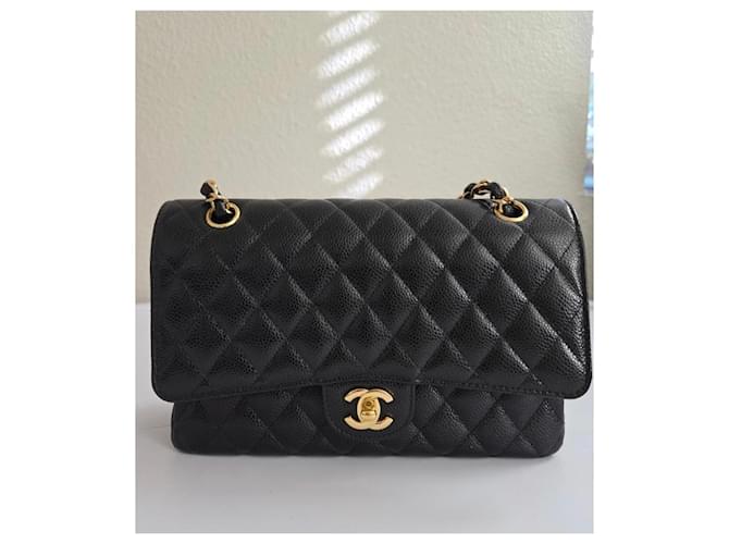 Timeless Chanel Classic Flap Medium Borsa Pelle Caviar Nera Nero - vista 2