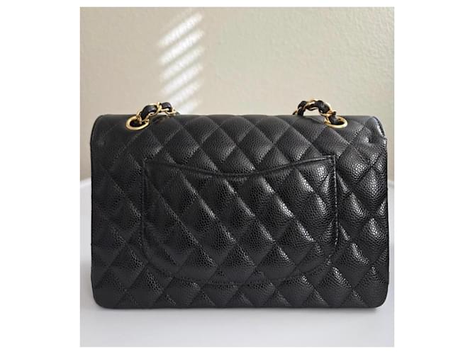 Timeless Chanel Classic Flap Medium Borsa Pelle Caviar Nera Nero - vista 3