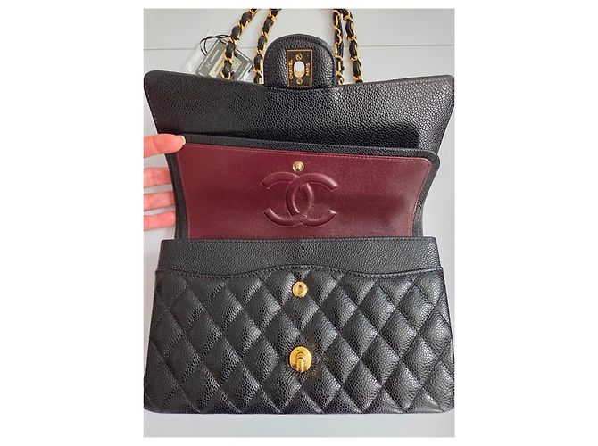 Timeless Chanel Classic Flap Medium Borsa Pelle Caviar Nera Nero - vista 7