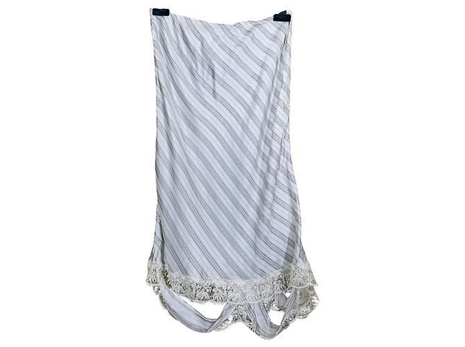 Autre Marque Falda de seda Rave Review a rayas y encaje Blanco Gris - vista 3
