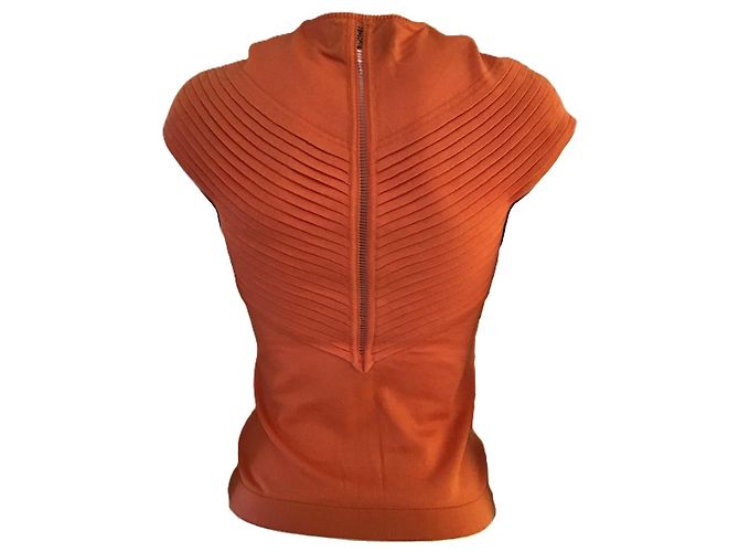 Top de punto plisado naranja Gianni Versace - vista 2