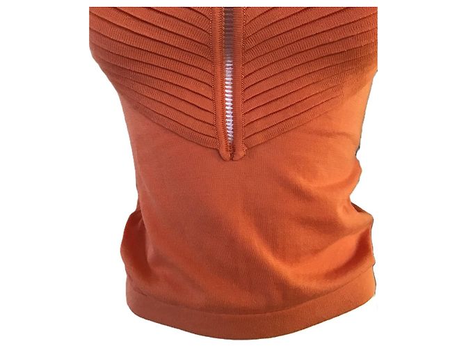 Top de punto plisado naranja Gianni Versace - vista 3
