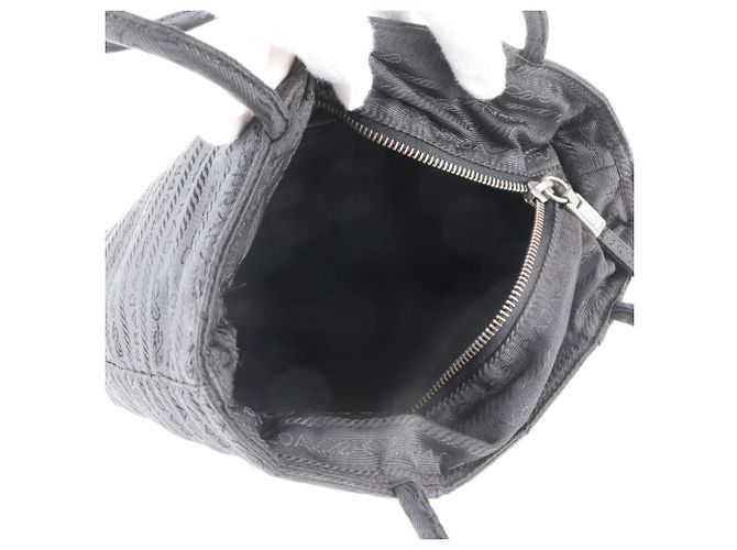 Borsa Tote Prada Tessuto Nylon Triangle Logo Nero - vista 7