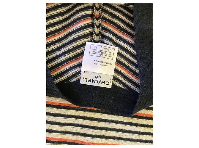 Chanel Gestreiftes Strickkleid mit Gürtel Schwarz Weiß Rot - Ansicht 5
