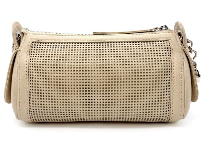 Borsa a tracolla Chanel Perforated Pulley Chain Beige - vista 3