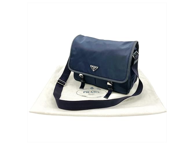 Borsa a tracolla con logo Prada Blu navy - vista 9