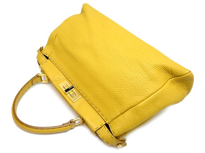 Borsa Fendi Peekaboo Medium Selleria da donna Giallo - vista 3
