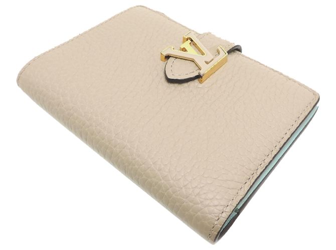 Cartera compacta vertical Louis Vuitton LV Beige Azul claro - vista 4