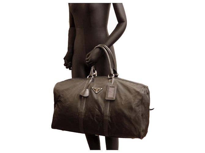 Borsa Boston in nylon Prada V20 Nero - vista 9