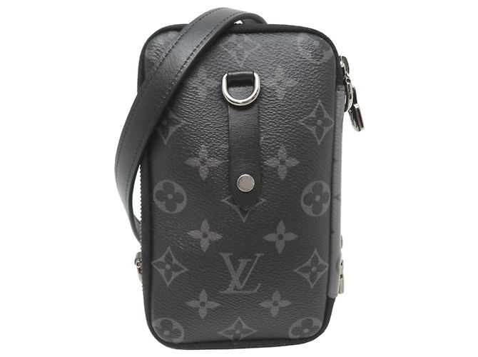Pochette Double Phone Louis Vuitton Borsa a Spalla da Uomo Marrone Nero - vista 2