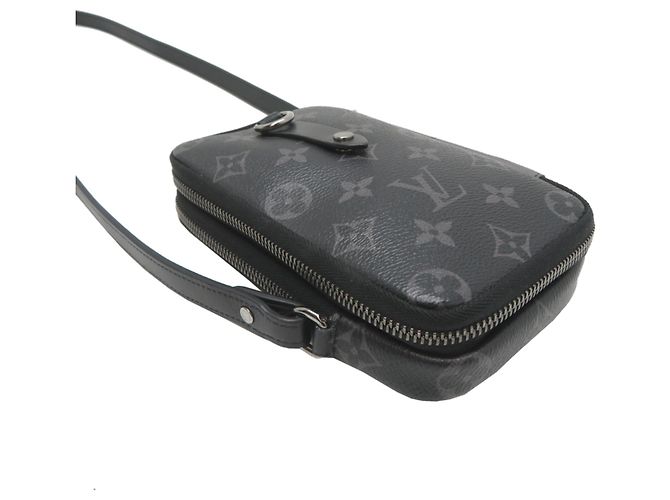 Pochette Double Phone Louis Vuitton Borsa a Spalla da Uomo Marrone Nero - vista 3