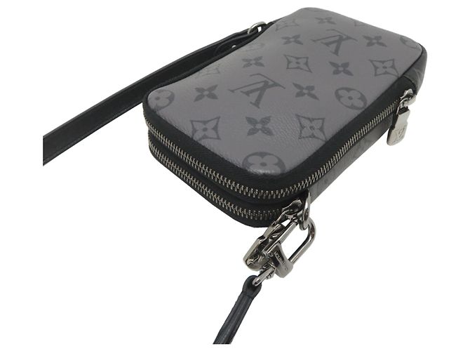 Pochette Double Phone Louis Vuitton Borsa a Spalla da Uomo Marrone Nero - vista 4
