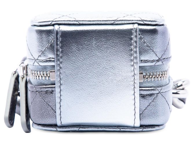 Borsa Chanel Coco Punk Cube in agnello metallizzato argento - vista 3