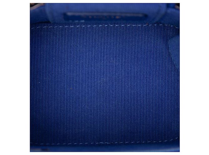 Chanel Blue Mini CC Matelassé in agnello con manico superiore e catena Vanity Case - vista 4
