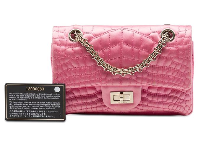 Chanel Pink Coco Croc Steppseide Reissue 2.55 Double Flap 224 - Ansicht 7