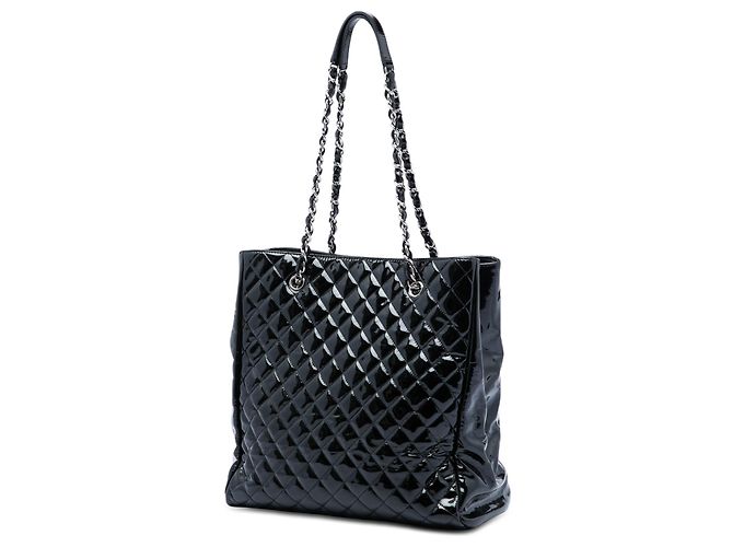 Tote Chanel Black CC Quilted Patent North South Nero - vista 2