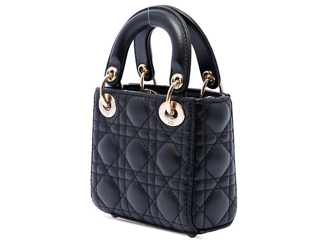 Lady Dior in micro agnello cannage nero di Dior - vista 2