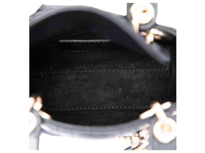 Lady Dior in micro agnello cannage nero di Dior - vista 4