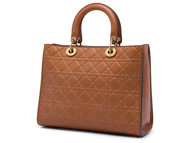 Lady Dior em couro de bezerro Ultra Matte Cannage em relevo marrom Large - vista 2