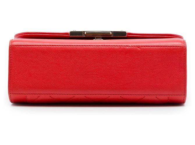 Chanel Red Small Quilted Grained Calfskin Label Click Flap Rosso - vista 3