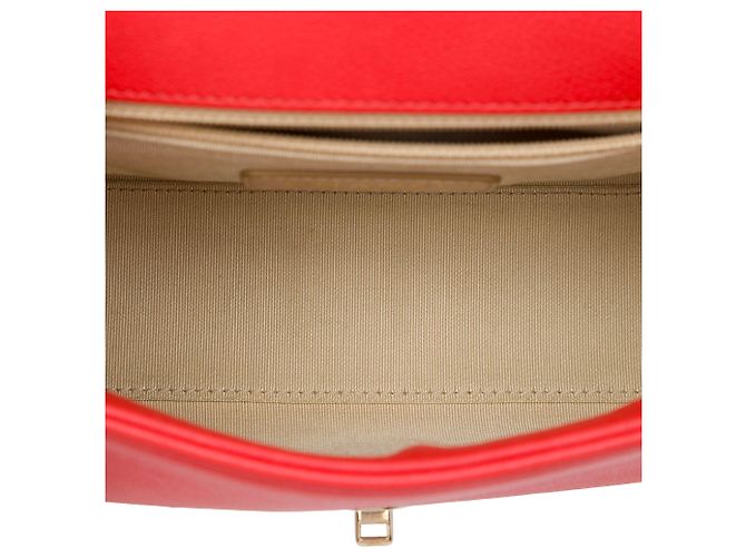 Chanel Red Small Quilted Grained Calfskin Label Click Flap Rosso - vista 4