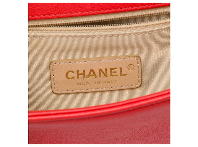 Chanel Red Small Quilted Grained Calfskin Label Click Flap Rosso - vista 5