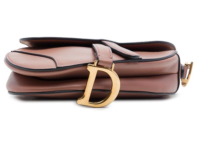 Borsa Saddle mini in pelle di vitello liscia marrone Dior Carne - vista 3