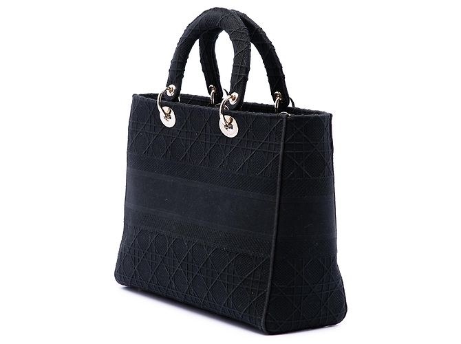 Dior Cannage Lady D Lite en lona bordada negra Large Negro - vista 2