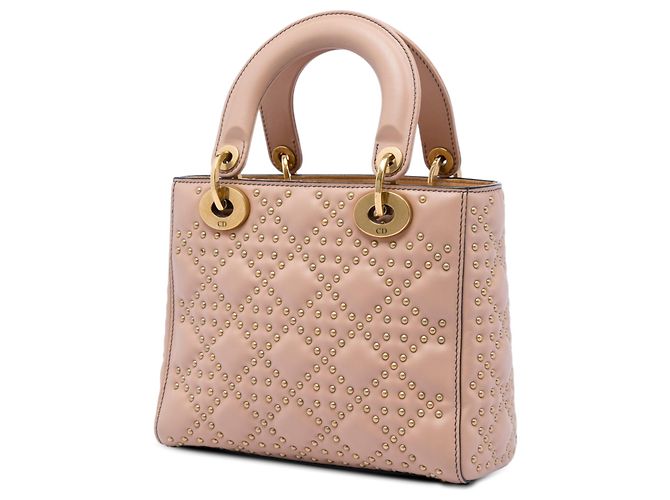 Dior Lady Dior Supple in agnello cannage con borchie rosa Small - vista 2