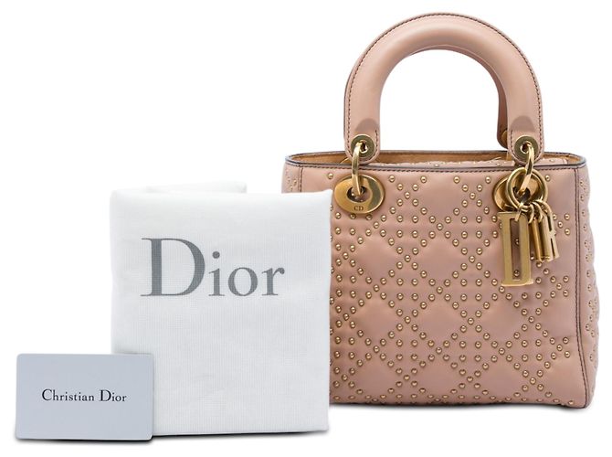 Dior Lady Dior Supple in agnello cannage con borchie rosa Small - vista 6